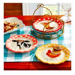 SOLD woman novelty 6 piece plate set.